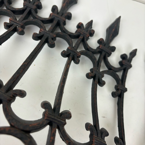 Vintage Burwood pair of faux black wrought iron Spanish, Goth, Garden Gate - Picture 5 of 13
